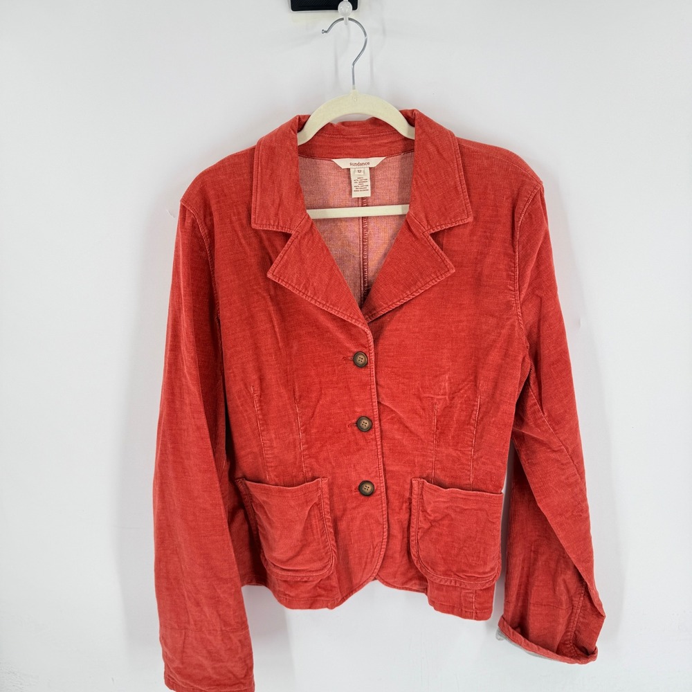 Sundance Texured Blazer Terracotta Size 12 Stretch Casual Boho Western Layering